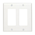 Leviton Decora Faceplate Unloaded, Dbl Gang Nylon, White 80409-NW